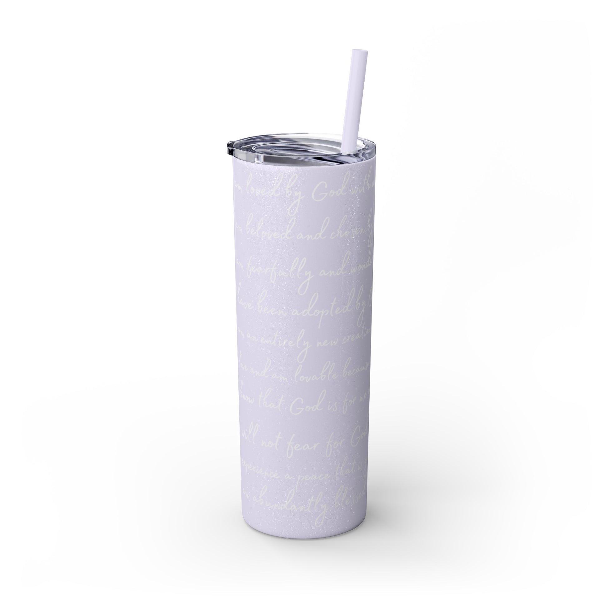 Glitter Lilac Christian Tumbler Side view