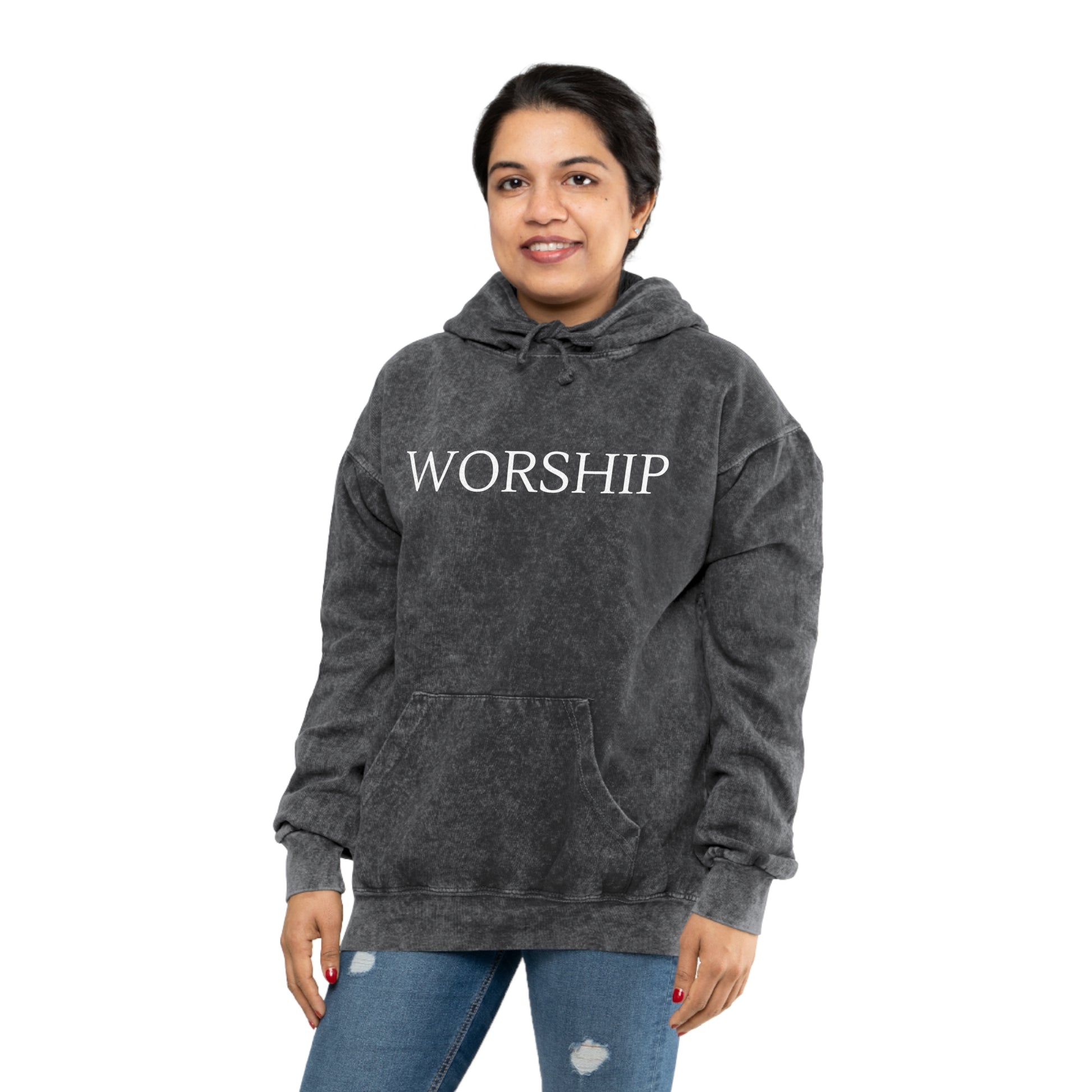 Worship Mineral Wash Christian Hoodie Unisex
