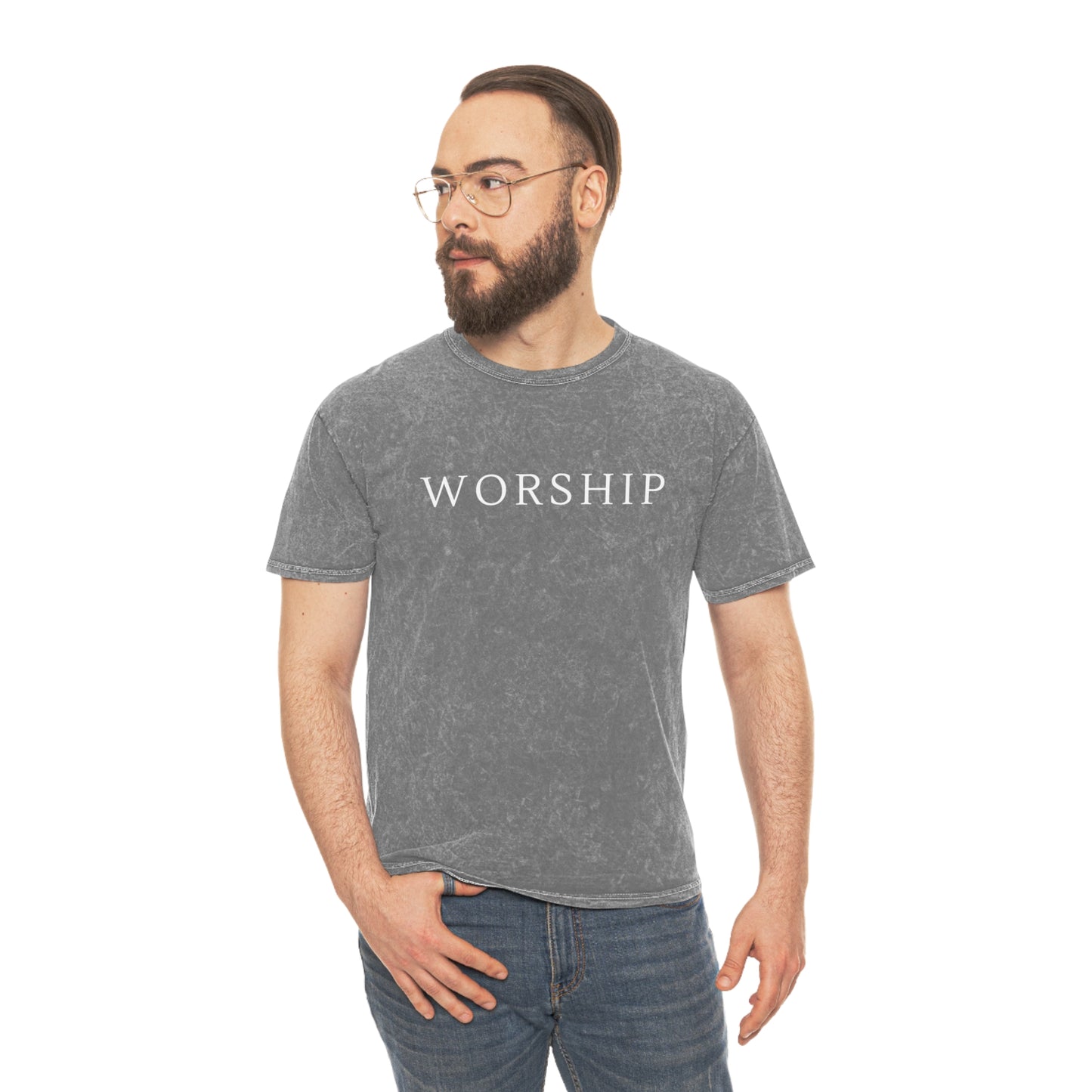 Grey Mineral Wash T Shirt - Worship - Unisex