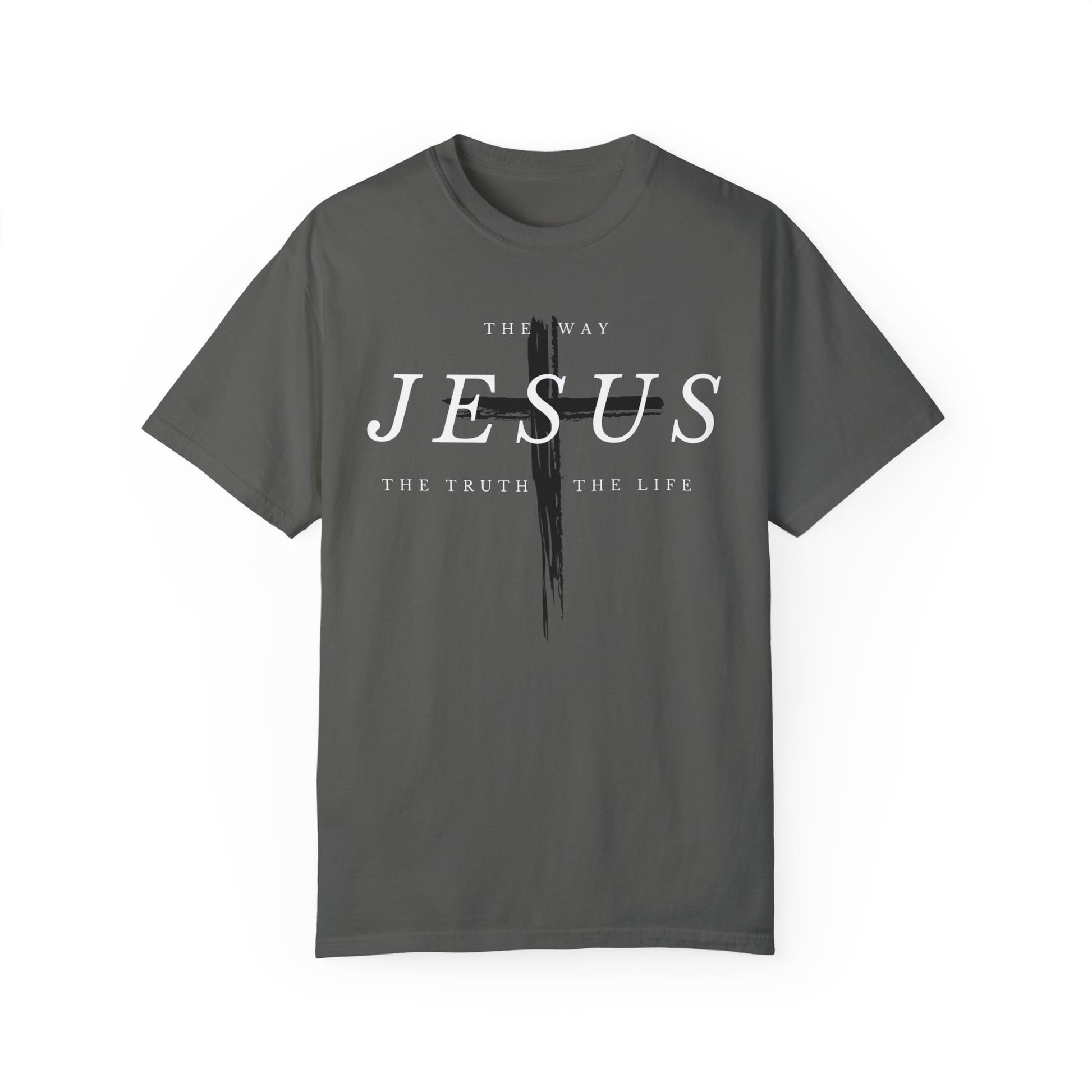 Jesus T Shirt Mens Grey Christian Front View