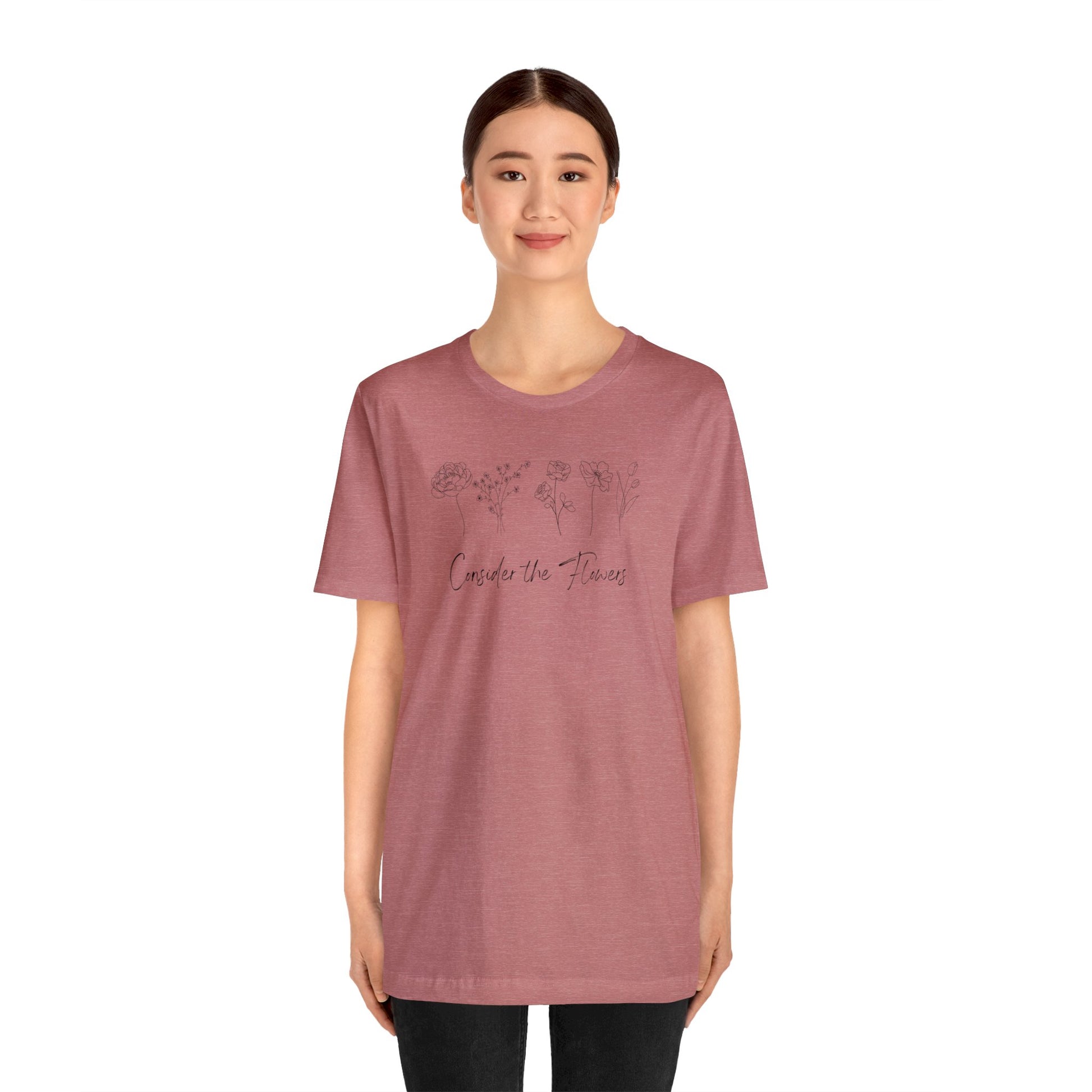 Floral Graphic Tee Heather Mauve Oversized Look
