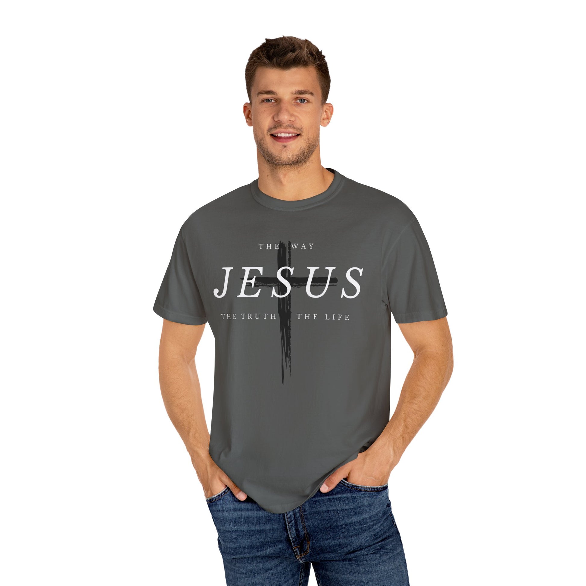 Jesus T Shirt Mens Grey Christian