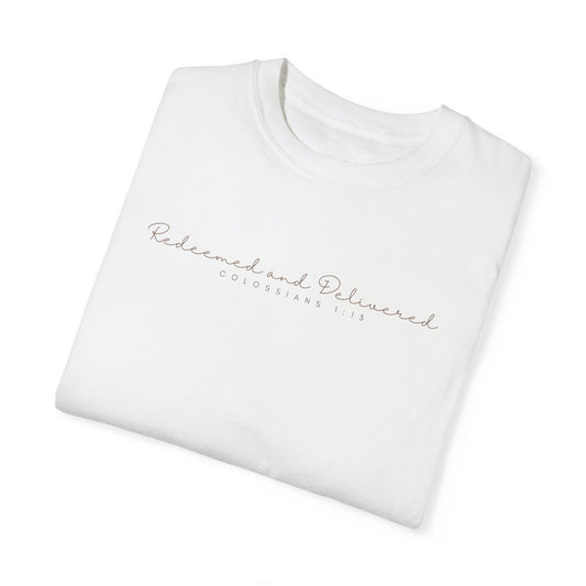 Redeemed and Delivered Christian T-shirt -White