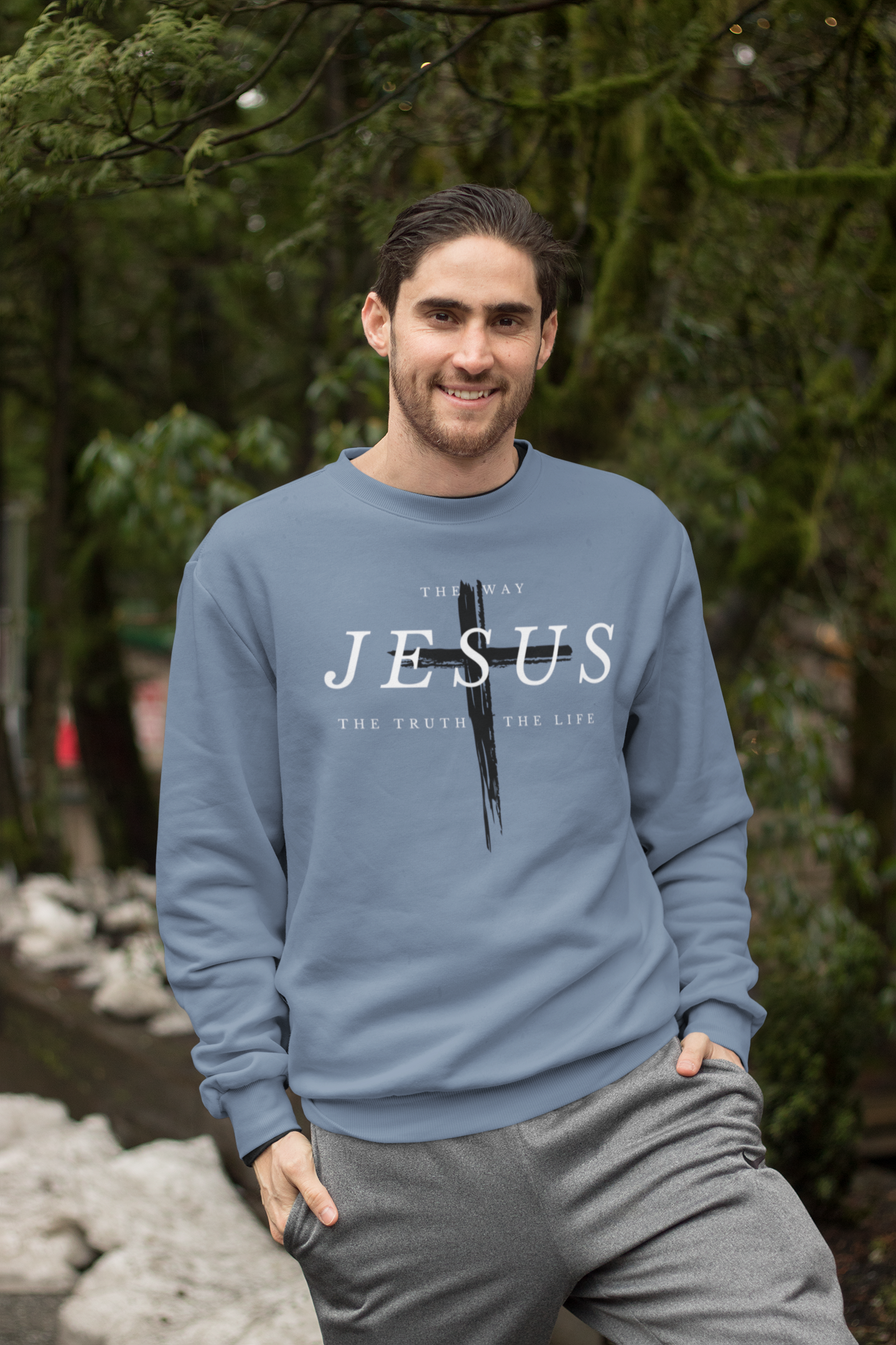 Christian SweatShirt Jesus Unisex Blue Jean