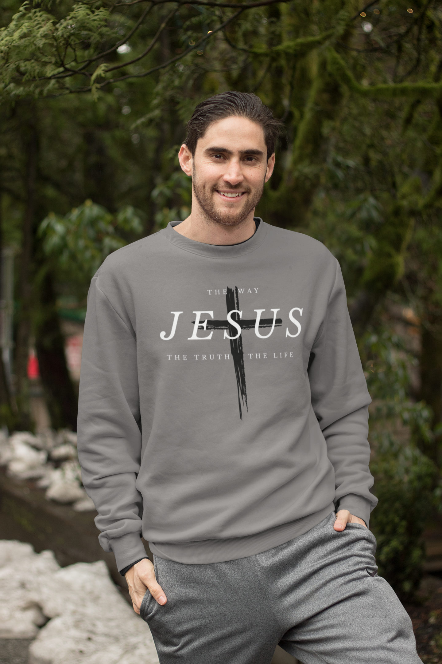 Christian SweatShirt Jesus Unisex Grey