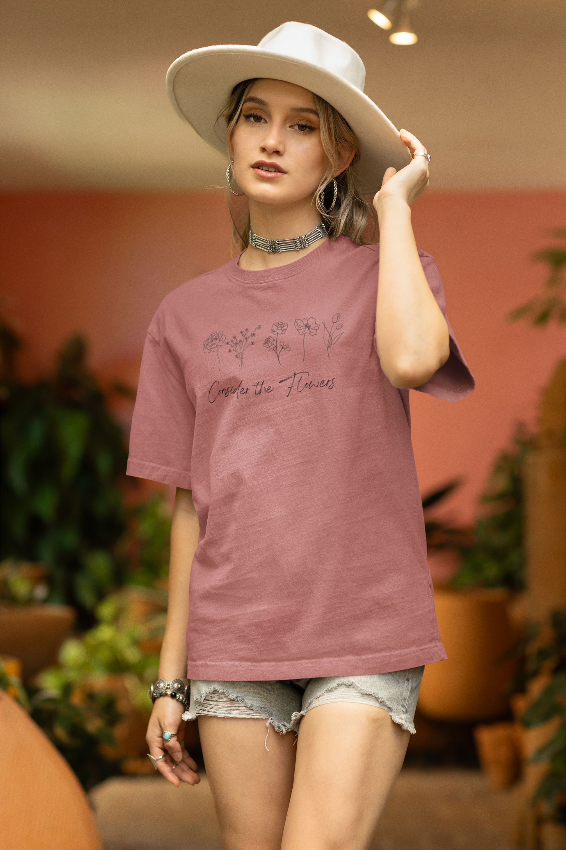 Floral Graphic Tee - Christian T Shirt for Women - Small Heather Mauve