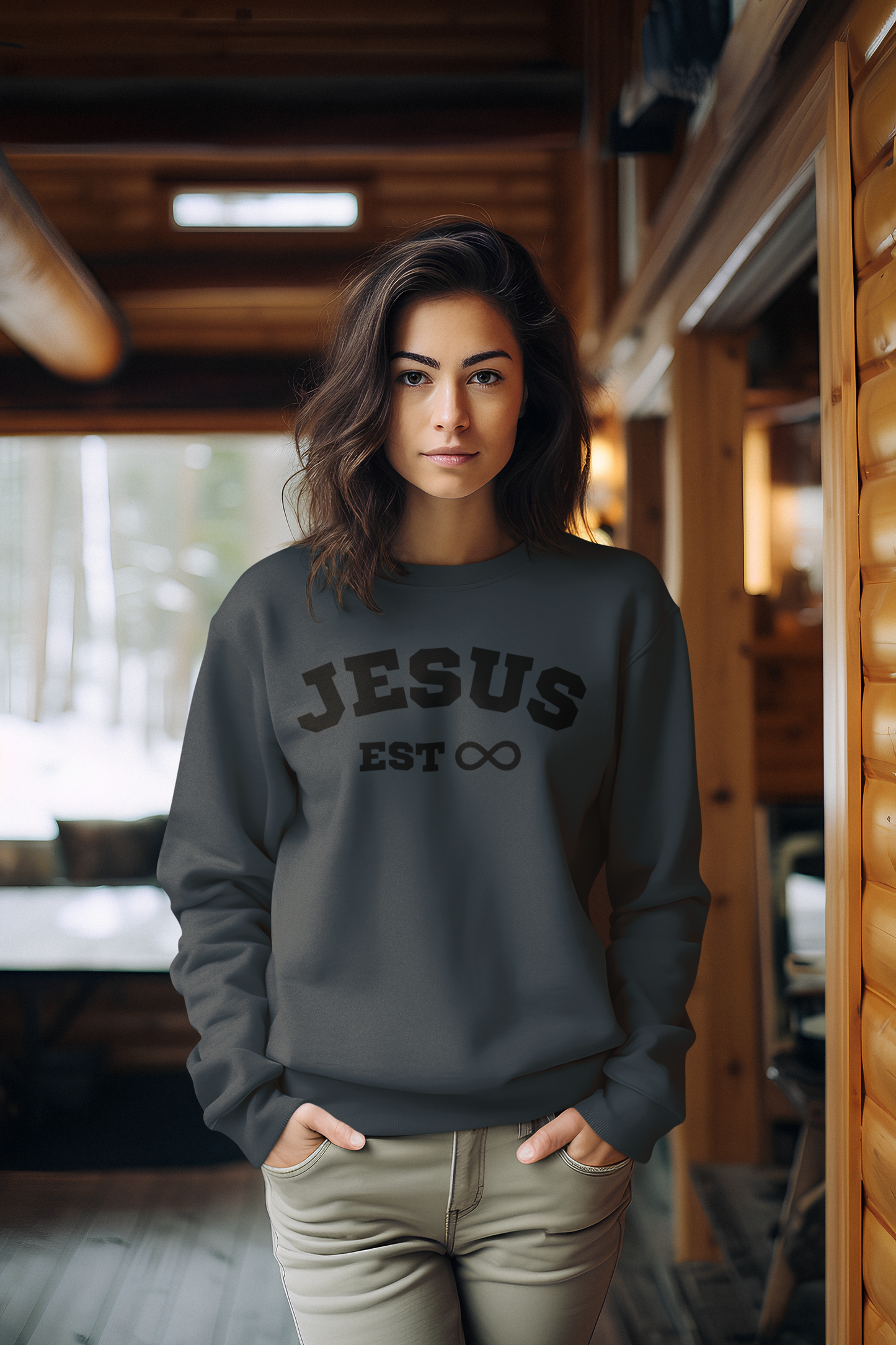 Dark Heather Jesus Sweatshirt Unisex