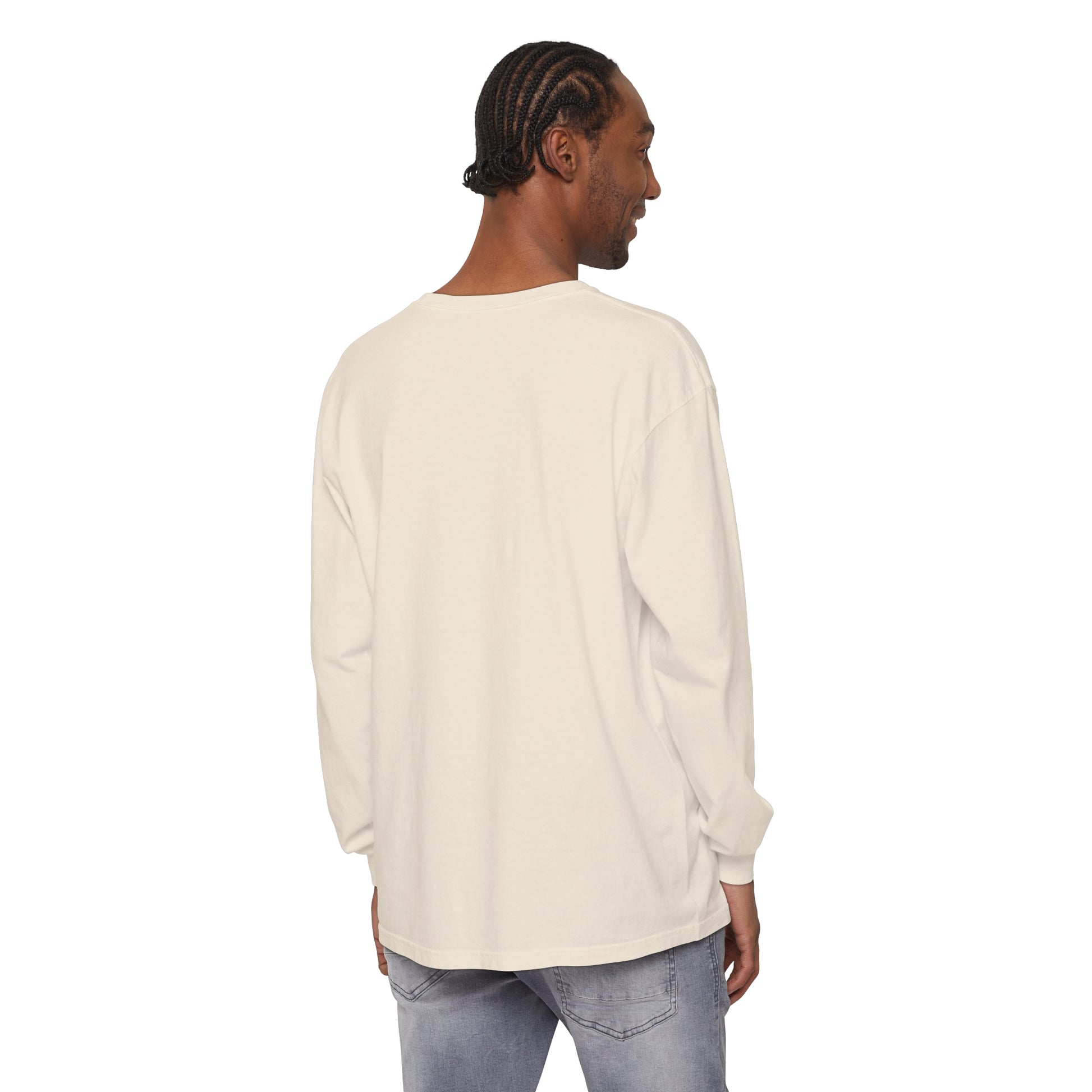 Redeemed and Delivered Minimalist Long Sleeve T-Shirt Ivory Unisex Back