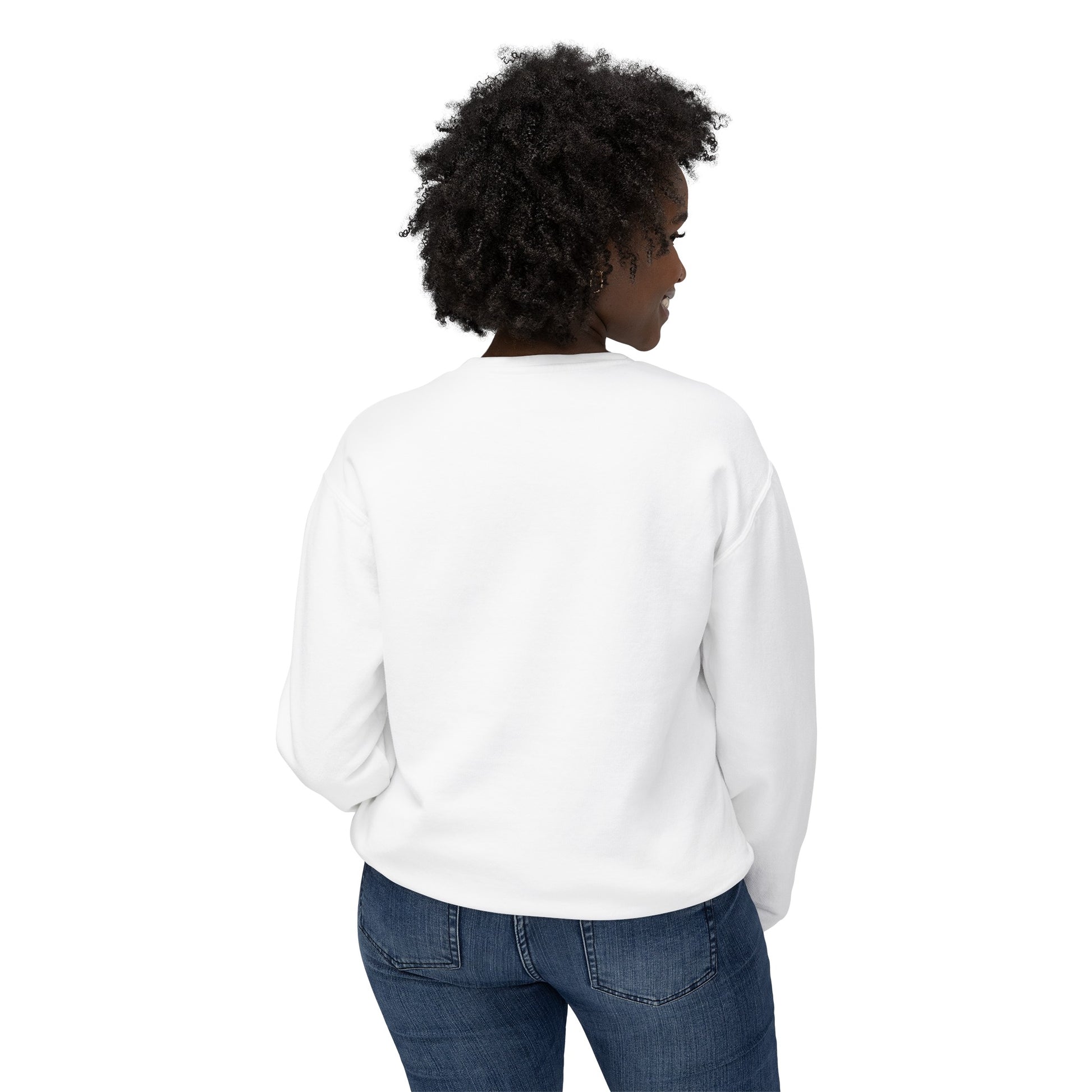 Redeemed and Delivered Minimalist White Lightweight Sweatshirt back view