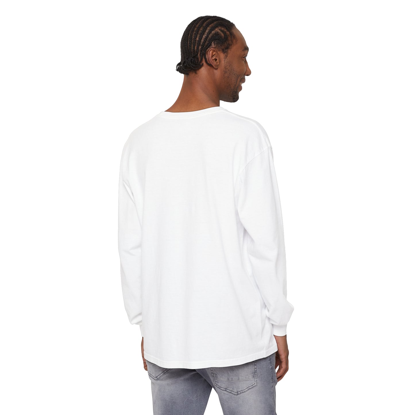 Redeemed and Delivered Minimalist Long Sleeve T-Shirt white Unisex back