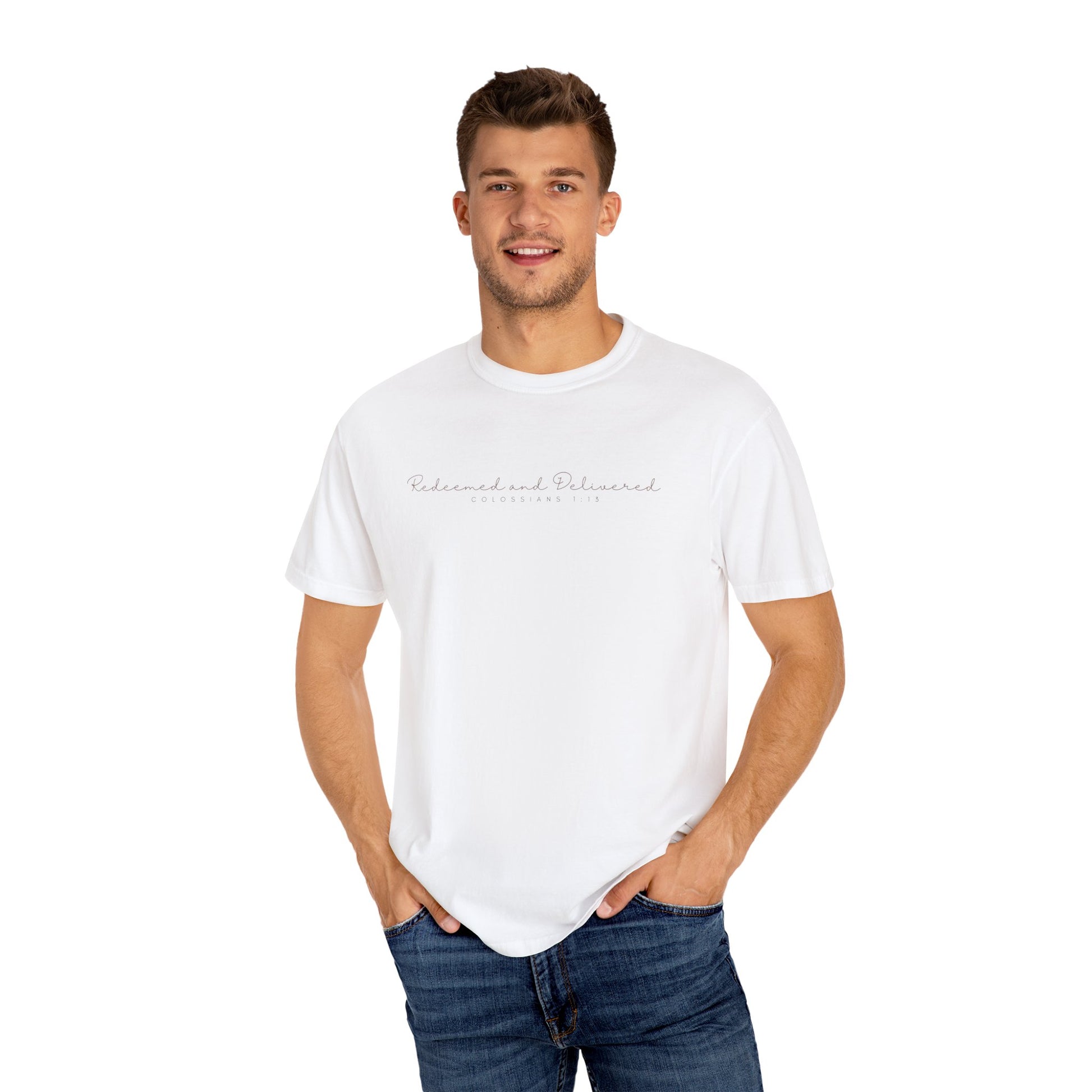 Redeemed and Delivered Christian T-shirt -White Unisex