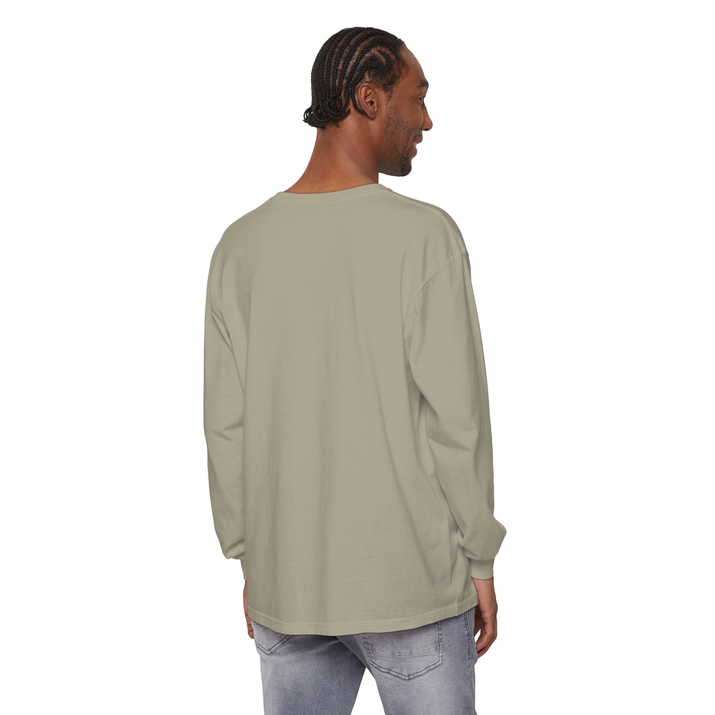 Redeemed and Delivered Minimalist Long Sleeve T-Shirt Sandstone Unisex Back